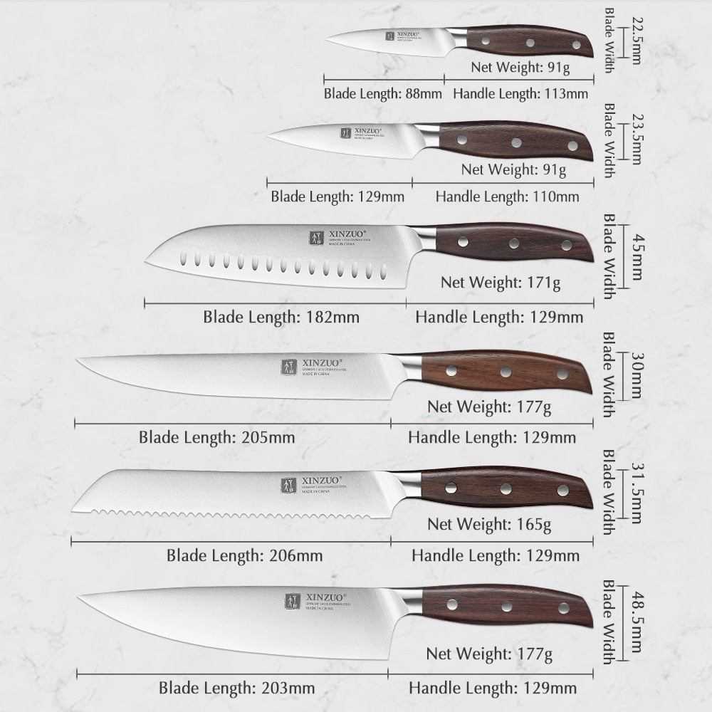 6-Piece German Steel Kitchen Knife Set – High-Carbon Stainless Steel