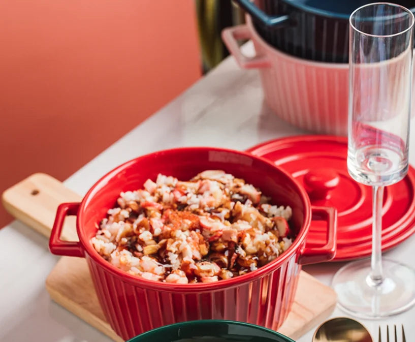 Nordic Ceramic Soup Bowl with Lid
