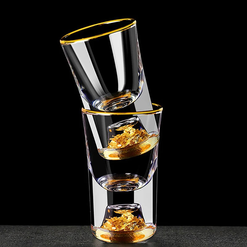 Luxury Crystal Vodka & Sake Glass – Elegant Gold-Foil Cup