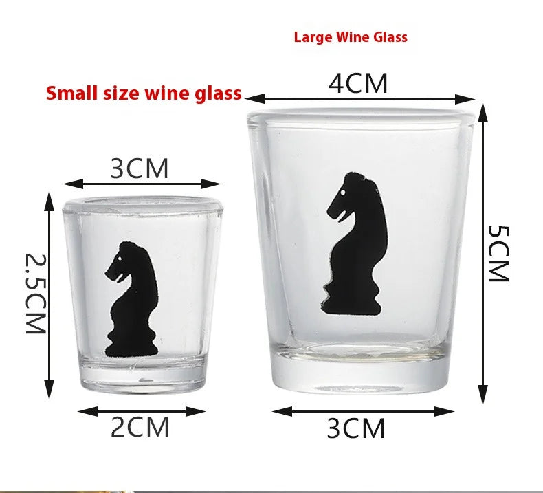 Transparent Glass Wine Glass Set with Bar Drinking Game, Whiskey & Cocktail Glasses, Tequila Chessboard Set