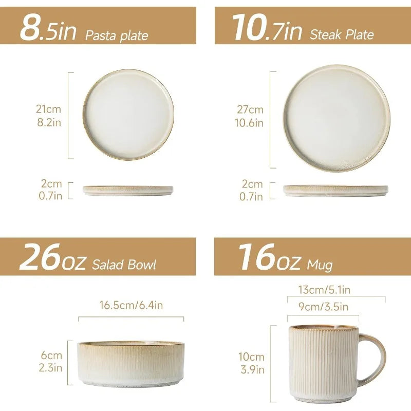 16-Piece Lead-Free Stoneware Dinnerware Set – Stylish & Safe