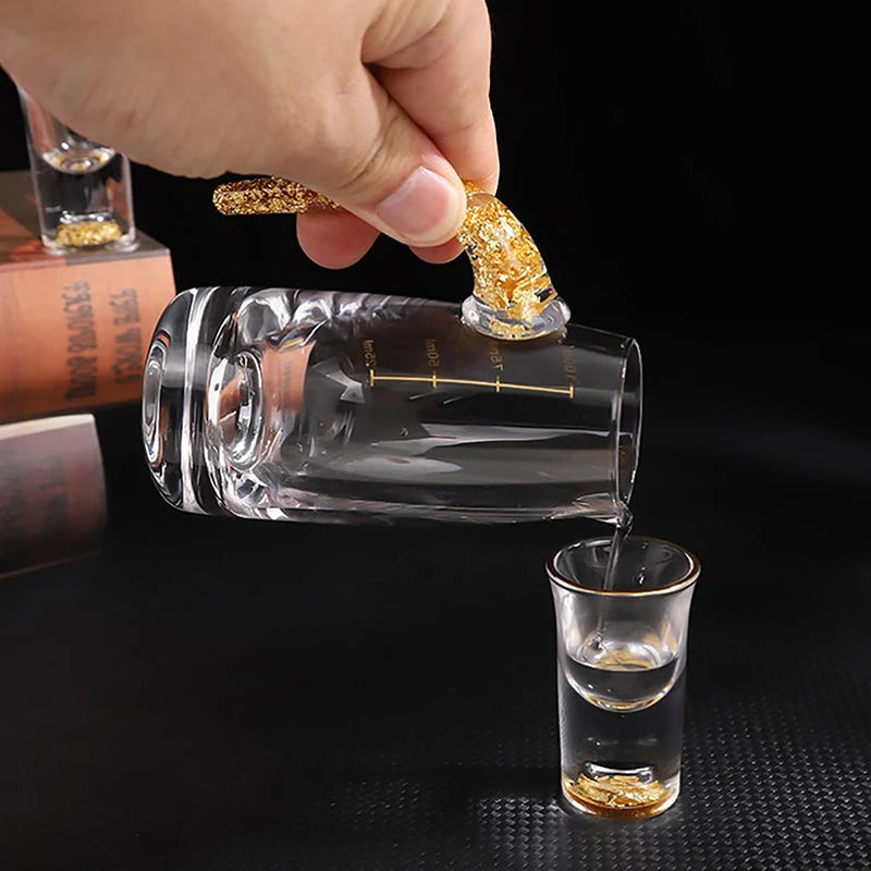 Luxury Crystal Vodka & Sake Glass – Elegant Gold-Foil Cup
