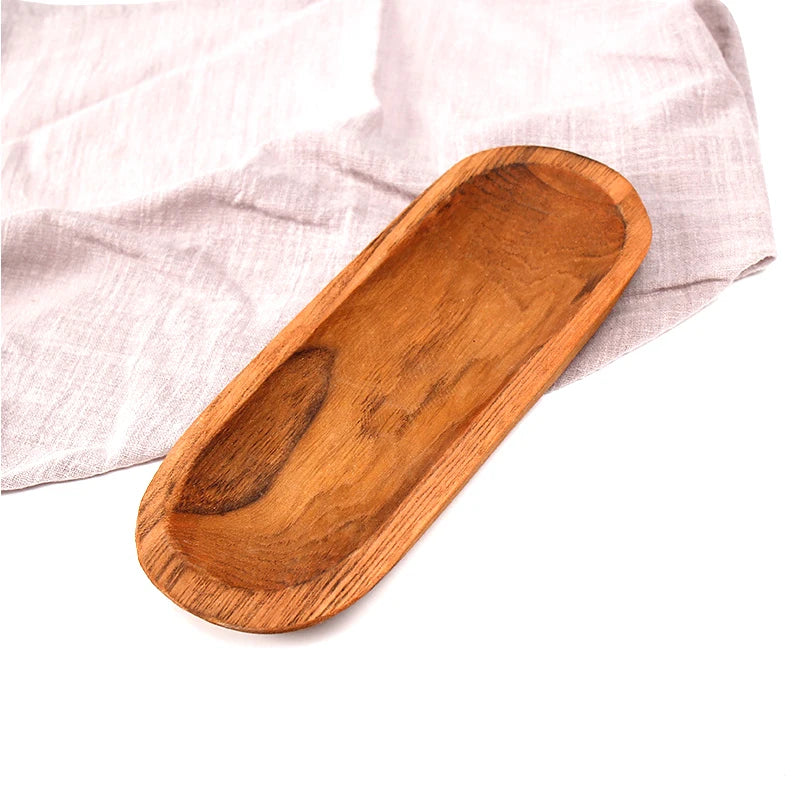 Handcrafted Oval Wooden Serving Tray – 7"x4" Decorative Plate