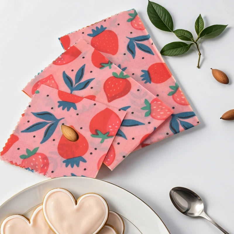 Reusable Beeswax Wrap 3 PCS Set – Eco-Friendly Food Storage for Sandwiches, Cheese, and More