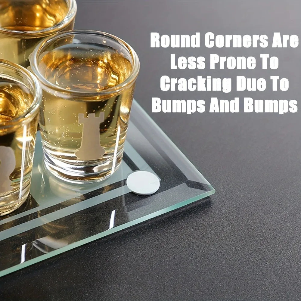 Transparent Glass Wine Glass Set with Bar Drinking Game, Whiskey & Cocktail Glasses, Tequila Chessboard Set