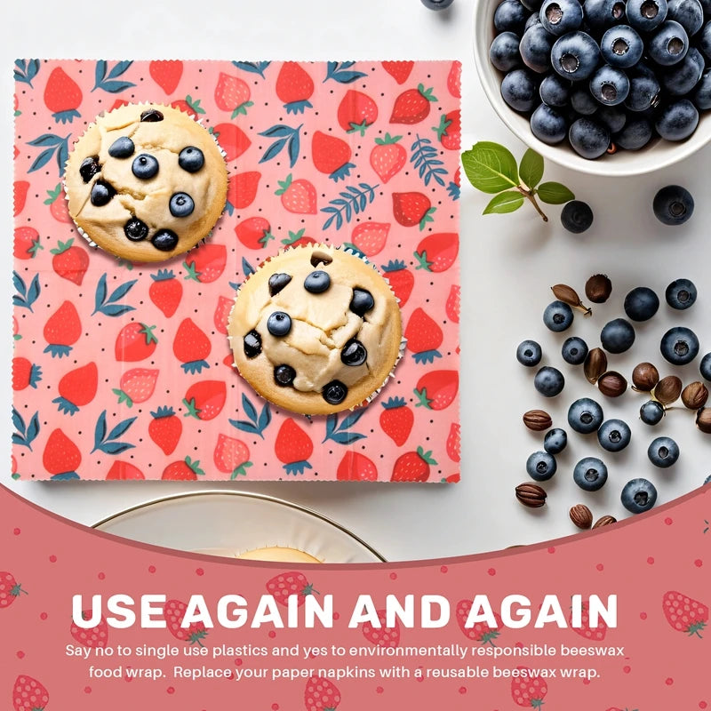 Reusable Beeswax Wrap 3 PCS Set – Eco-Friendly Food Storage for Sandwiches, Cheese, and More