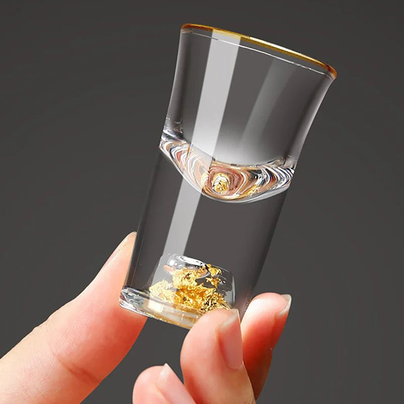 Luxury Crystal Vodka & Sake Glass – Elegant Gold-Foil Cup