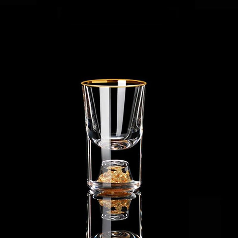 Luxury Crystal Vodka & Sake Glass – Elegant Gold-Foil Cup