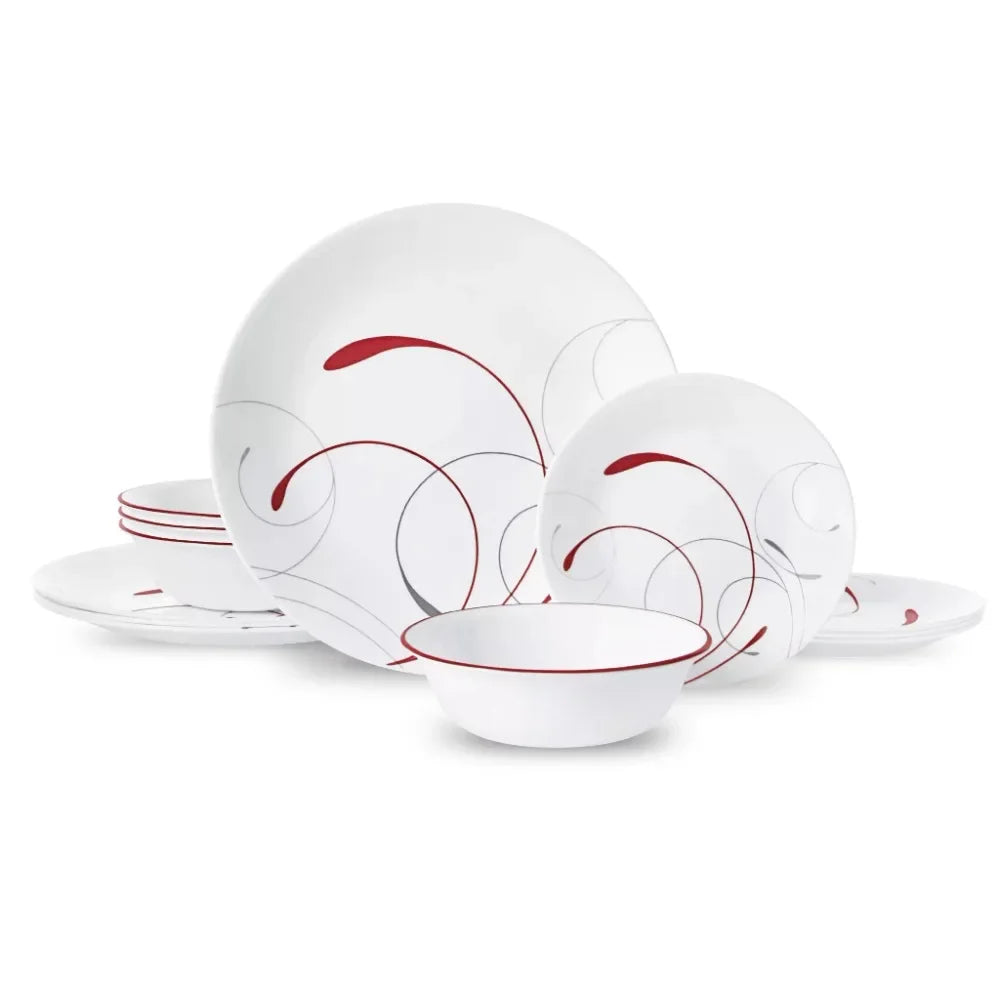 Corelle 12-Piece Vitrelle Glass Dinnerware Set – Durable & Minimalist