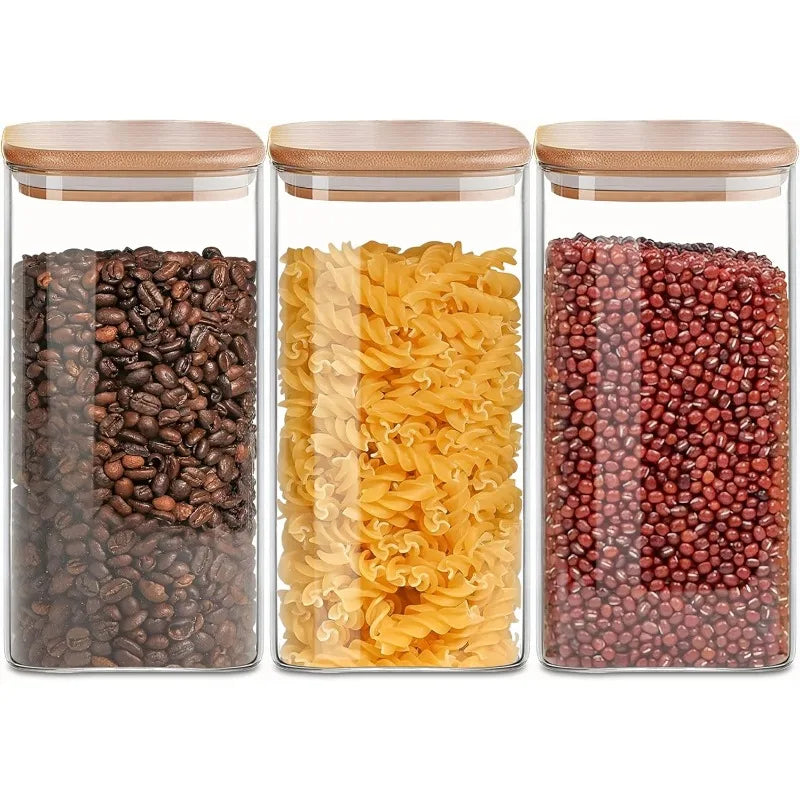 50 fl.oz Airtight Glass Storage Canister with Bamboo Lid – Clear & Durable