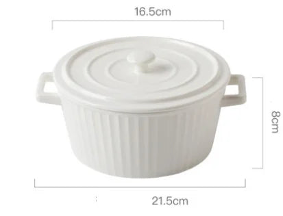 Nordic Ceramic Soup Bowl with Lid