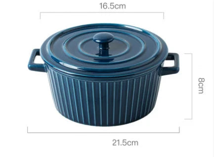 Nordic Ceramic Soup Bowl with Lid