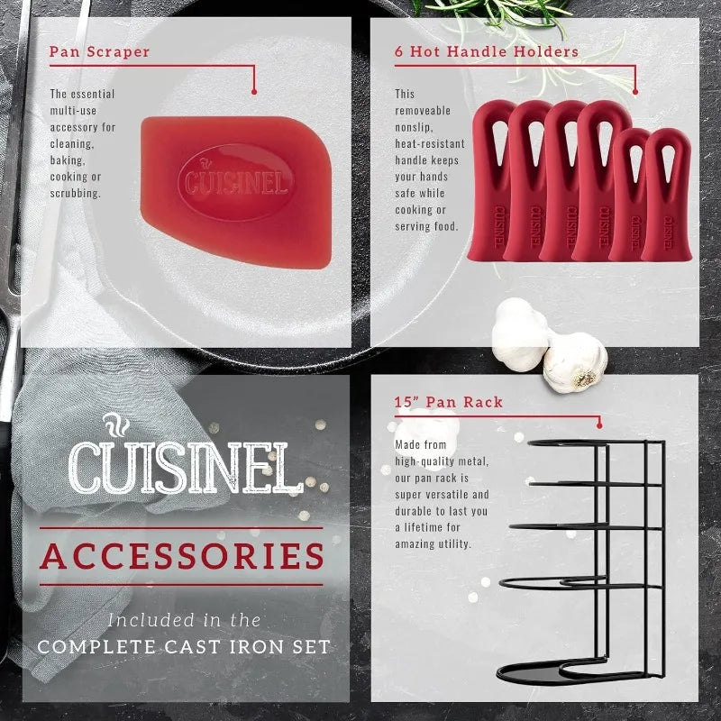 17-Piece Pre-Seasoned Cast Iron Cookware Set