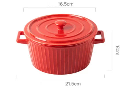 Nordic Ceramic Soup Bowl with Lid