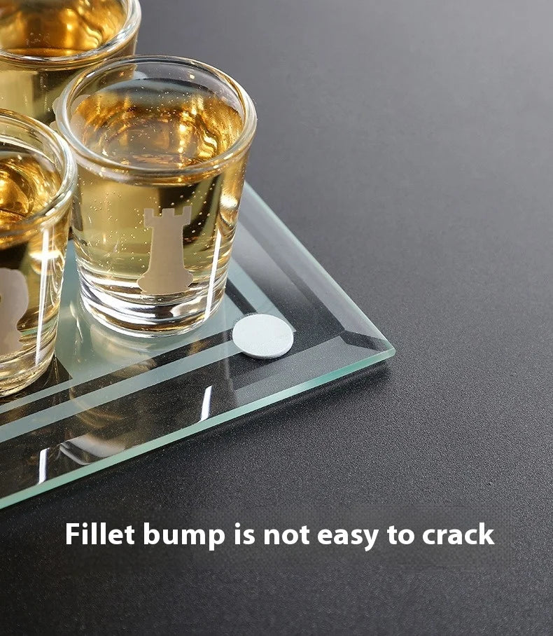 Transparent Glass Wine Glass Set with Bar Drinking Game, Whiskey & Cocktail Glasses, Tequila Chessboard Set