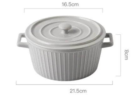 Nordic Ceramic Soup Bowl with Lid