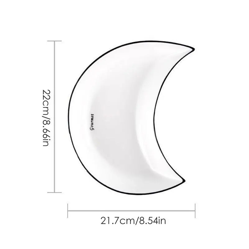 5-Piece Moon-Shaped Ceramic Dinner Plate Set – Elegant Serving Dishes