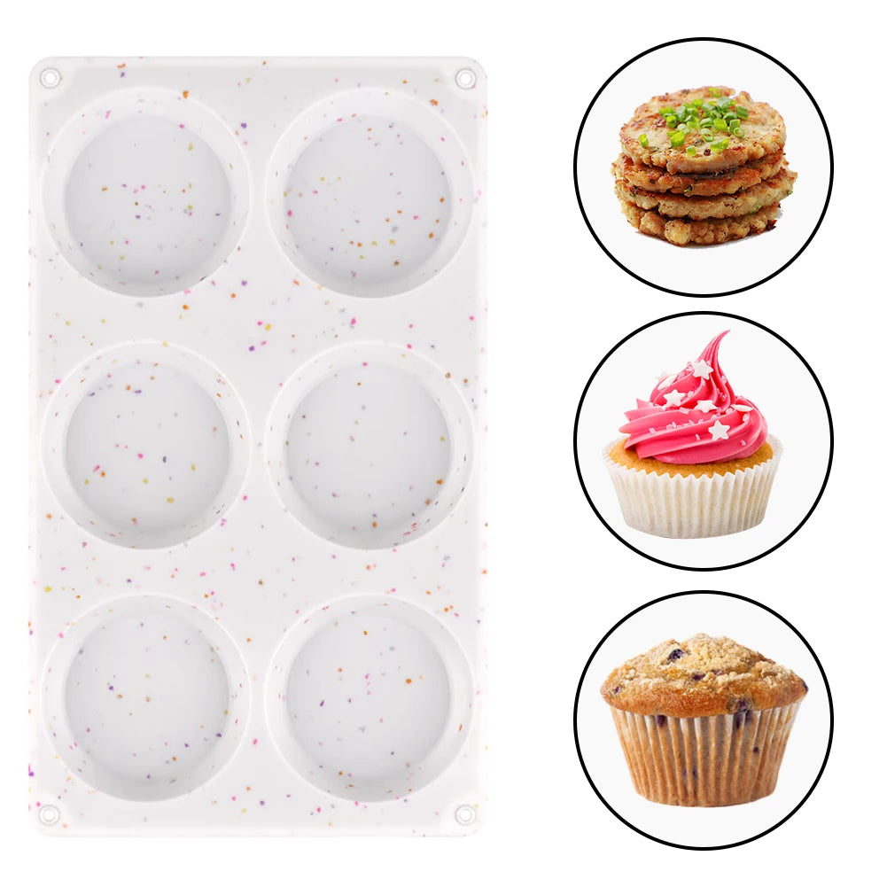 6-Cup Silicone Muffin Baking Pan – Heat-Resistant Nonstick Cupcake Mold
