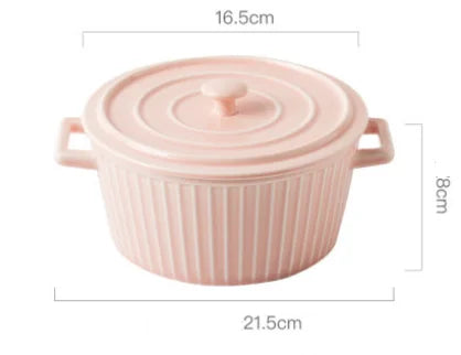 Nordic Ceramic Soup Bowl with Lid