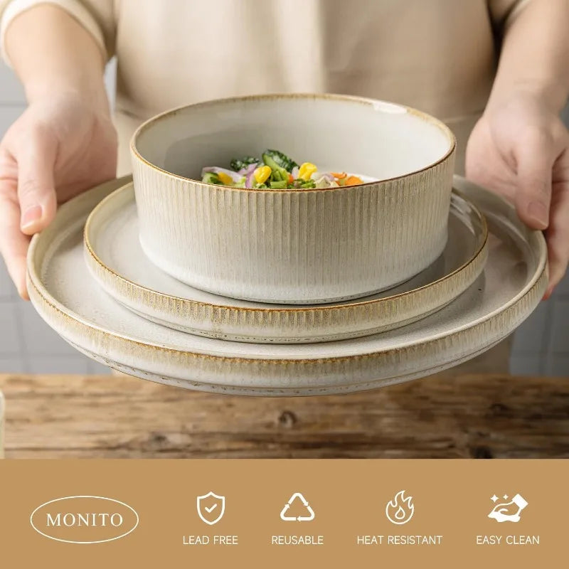 16-Piece Lead-Free Stoneware Dinnerware Set – Stylish & Safe