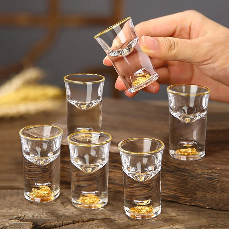 Luxury Crystal Vodka & Sake Glass – Elegant Gold-Foil Cup