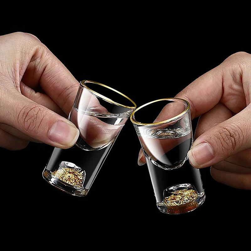 Luxury Crystal Vodka & Sake Glass – Elegant Gold-Foil Cup