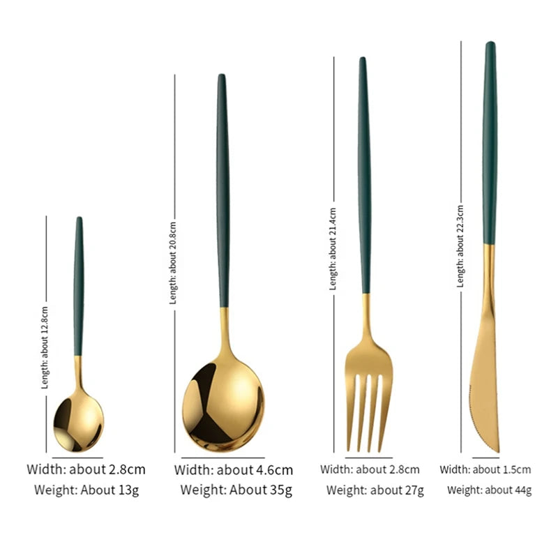24-Piece Black & Gold Stainless Steel Cutlery Set – Elegant & Durable