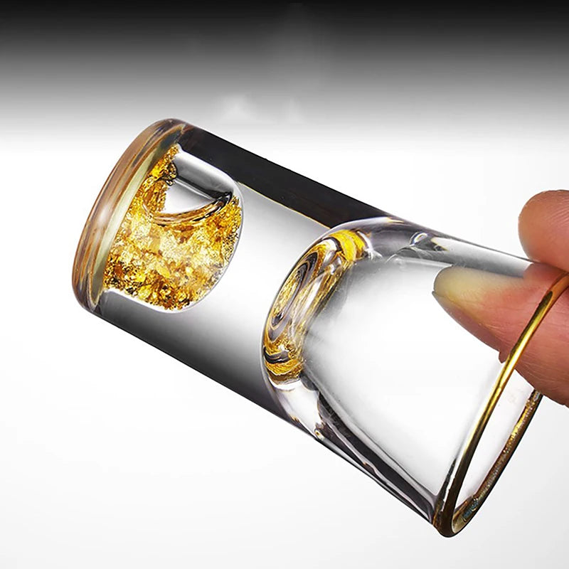 Luxury Crystal Vodka & Sake Glass – Elegant Gold-Foil Cup