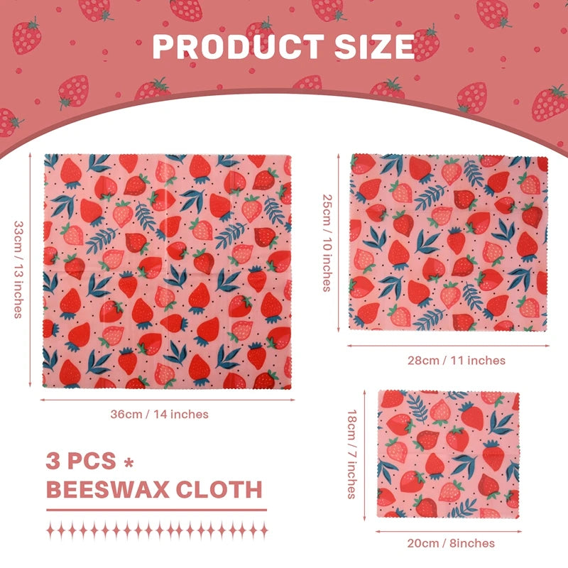 Reusable Beeswax Wrap 3 PCS Set – Eco-Friendly Food Storage for Sandwiches, Cheese, and More
