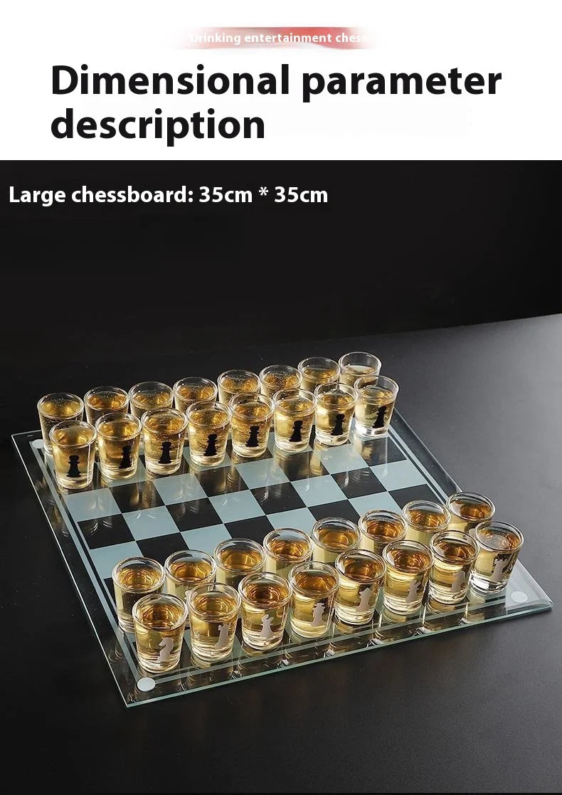 Transparent Glass Wine Glass Set with Bar Drinking Game, Whiskey & Cocktail Glasses, Tequila Chessboard Set