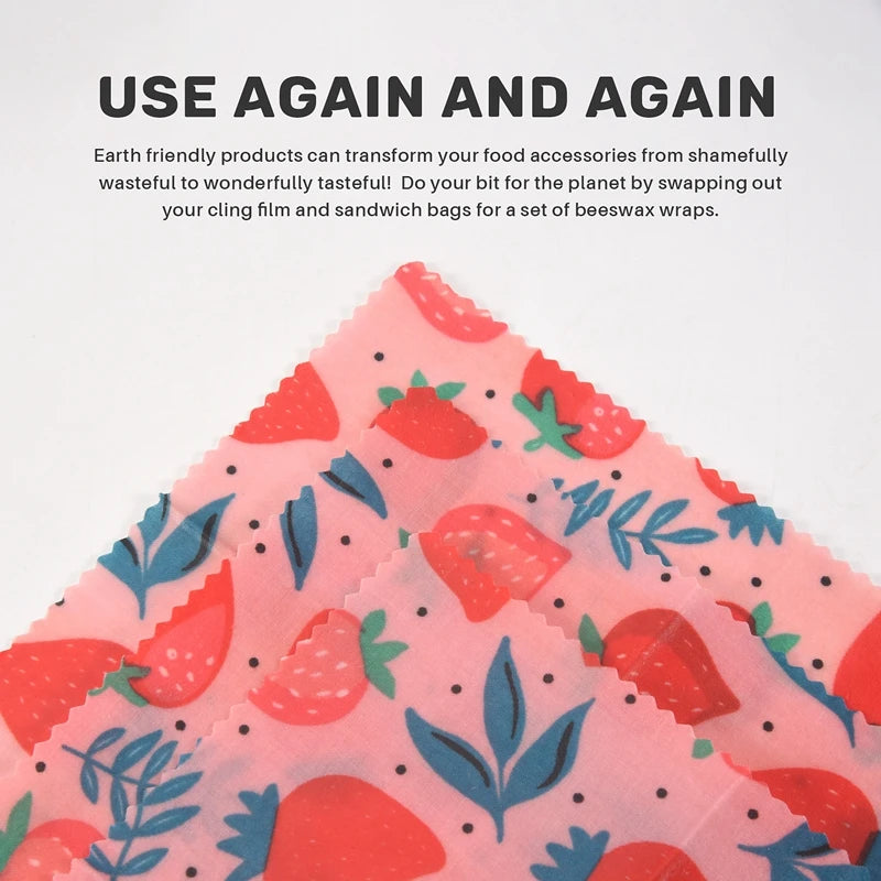 Reusable Beeswax Wrap 3 PCS Set – Eco-Friendly Food Storage for Sandwiches, Cheese, and More