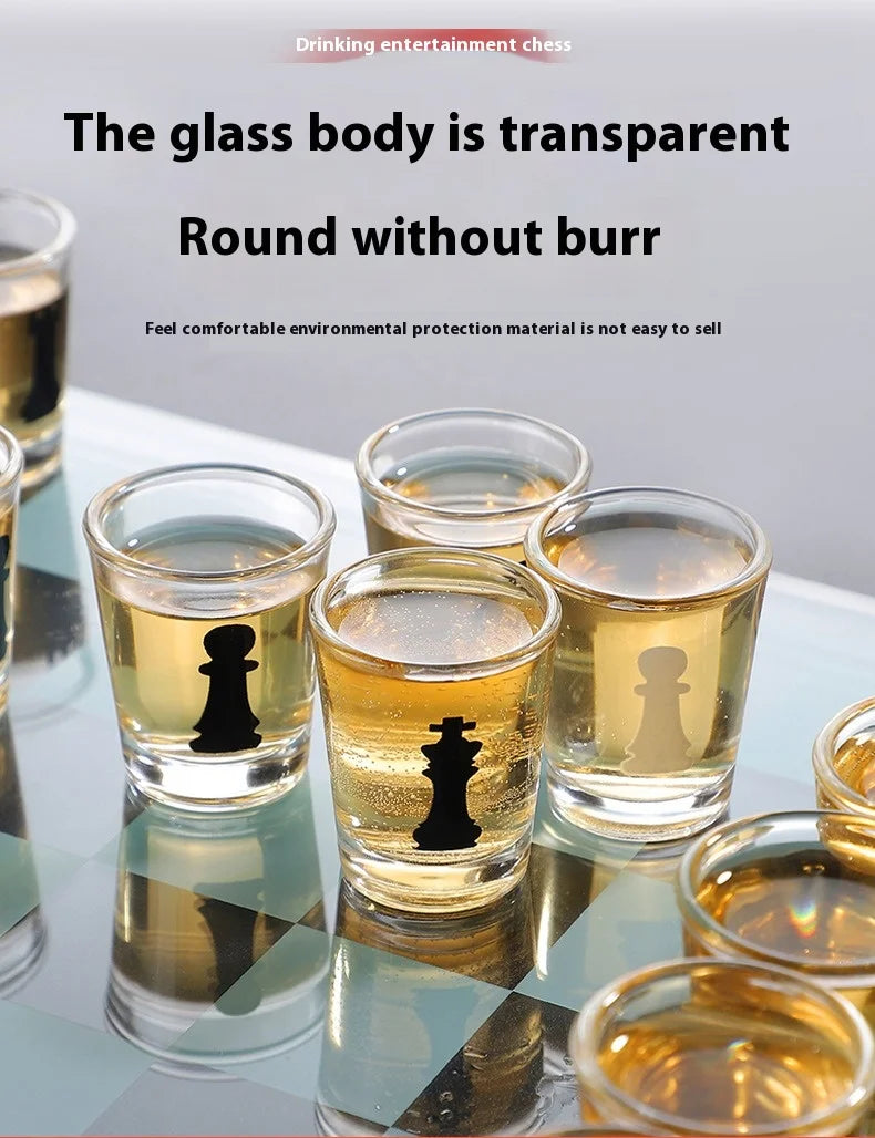 Transparent Glass Wine Glass Set with Bar Drinking Game, Whiskey & Cocktail Glasses, Tequila Chessboard Set