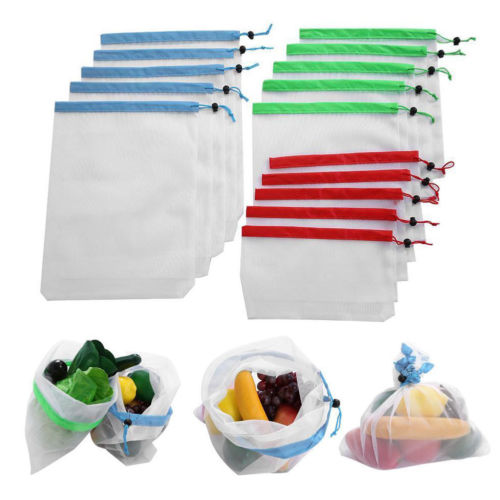 15pcs Reusable Mesh Produce Bags for Grocery, Storage & More