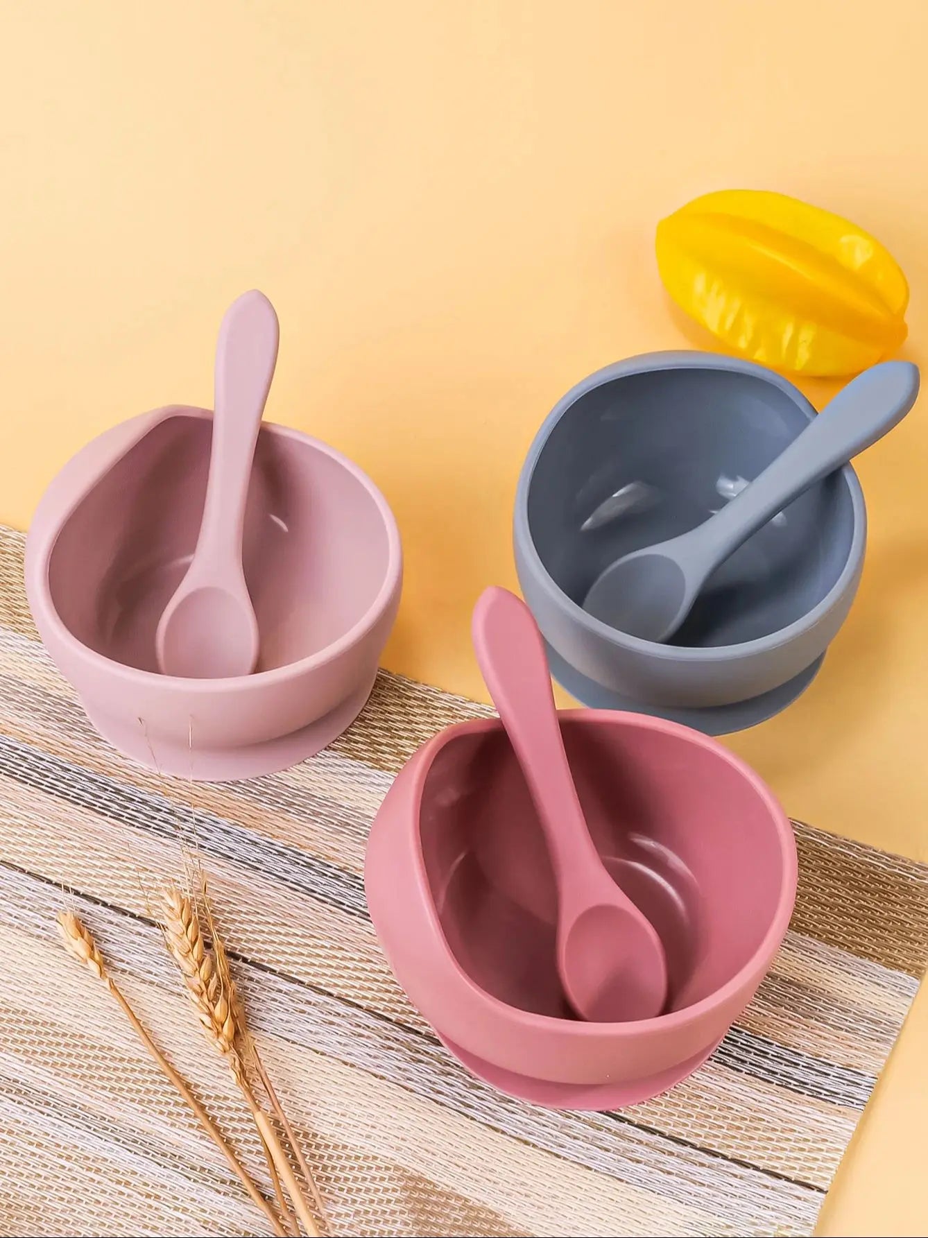 2PC Silicone Sucker Bowl Set – Baby Feeding Tableware for Infants and Toddlers, Learning to Eat Bowls with Suction for Baby Supplementary Foods