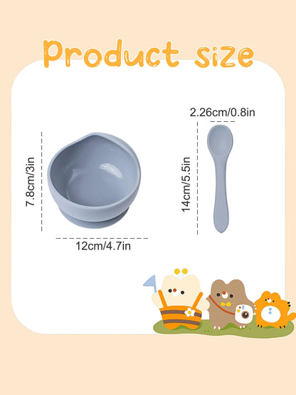 2PC Silicone Sucker Bowl Set – Baby Feeding Tableware for Infants and Toddlers, Learning to Eat Bowls with Suction for Baby Supplementary Foods