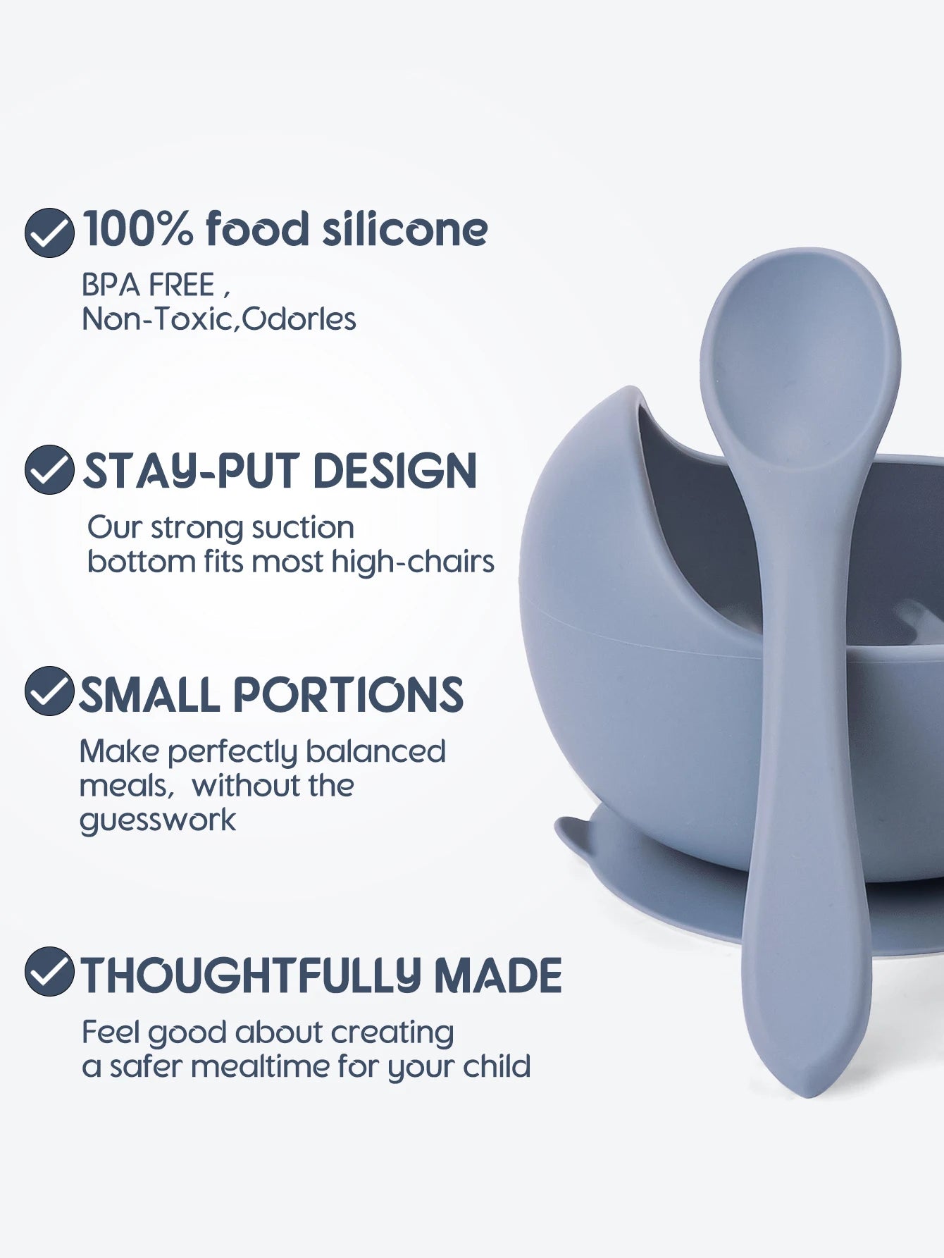 2PC Silicone Sucker Bowl Set – Baby Feeding Tableware for Infants and Toddlers, Learning to Eat Bowls with Suction for Baby Supplementary Foods