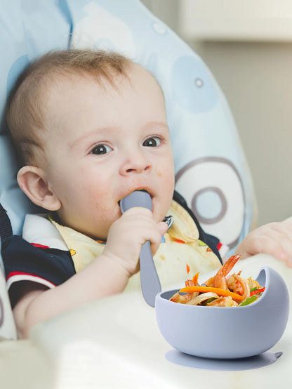 2PC Silicone Sucker Bowl Set – Baby Feeding Tableware for Infants and Toddlers, Learning to Eat Bowls with Suction for Baby Supplementary Foods