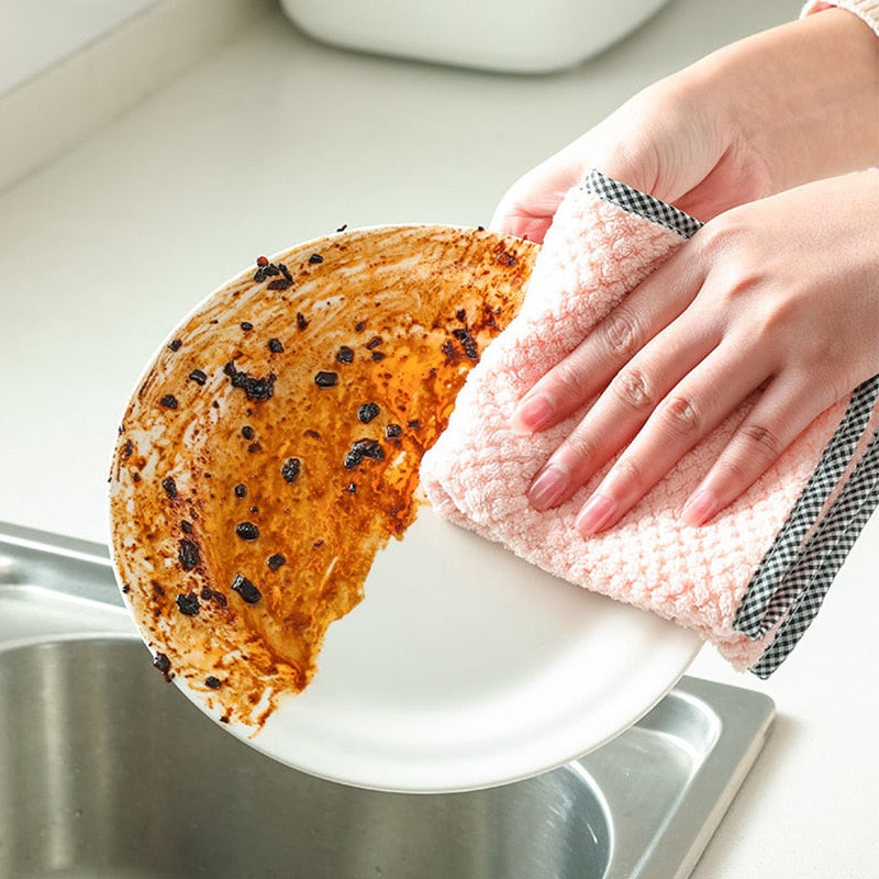 Absorbent Kitchen Dish Towels – Non-Stick, Thickened Cleaning Cloths
