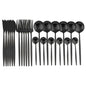 24-Piece Black Stainless Steel Western Dinnerware Set – Modern Flatware Collection