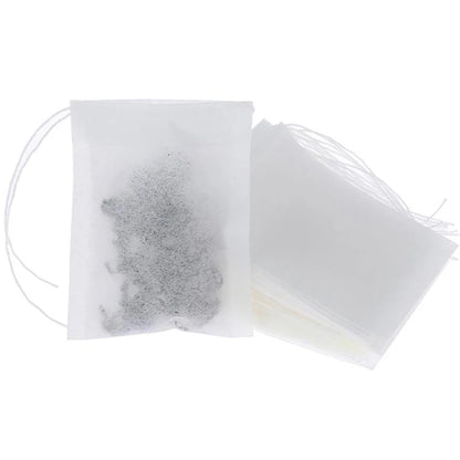 100-Piece Disposable Tea Bag Filter Bags with Drawstring Closure | Food-Grade Spice & Herbal Filters