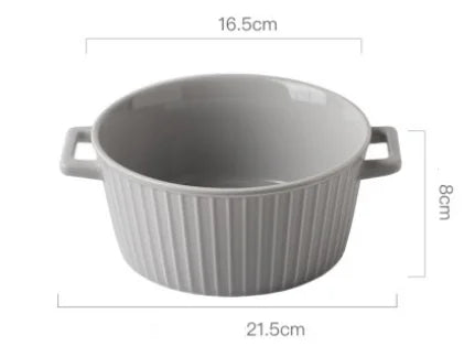 Nordic Ceramic Soup Bowl with Lid – Porcelain Baking Dish