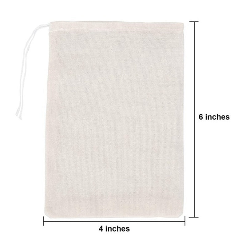 50-Pack Cotton Muslin Drawstring Bags – 4x6 Inches, Multi-Purpose for Tea, Spices & Herbs