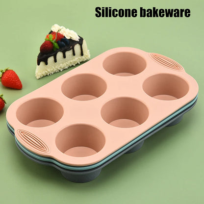 6-Cup Round Silicone Muffin Mold Cup Baking Tools