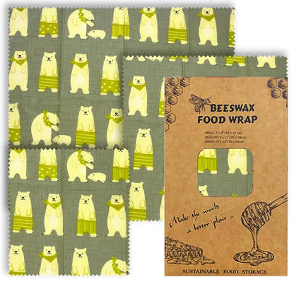 3 PCS Reusable Beeswax Food Wrap – Eco-Friendly Packaging for Cheese, Fruits, Vegetables, and More