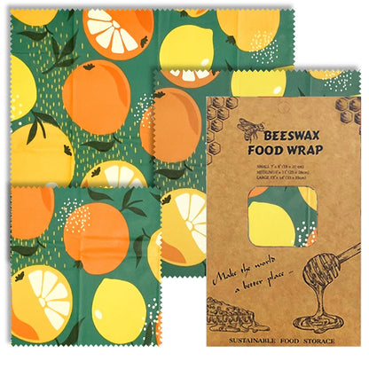 3 PCS Reusable Beeswax Food Wrap – Eco-Friendly Packaging for Cheese, Fruits, Vegetables, and More