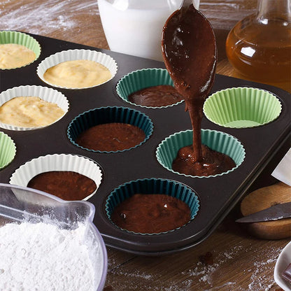 12/24-Piece Silicone Muffin & Cupcake Baking Mold Set – Reusable Round Cake Baking Cups