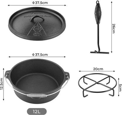 Femor 12L Cast Iron Dutch Oven