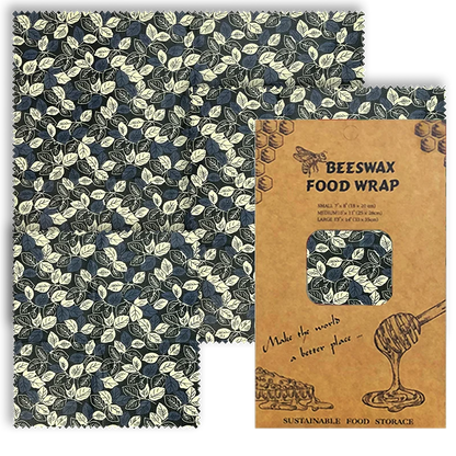 3 PCS Reusable Beeswax Food Wrap – Eco-Friendly Packaging for Cheese, Fruits, Vegetables, and More