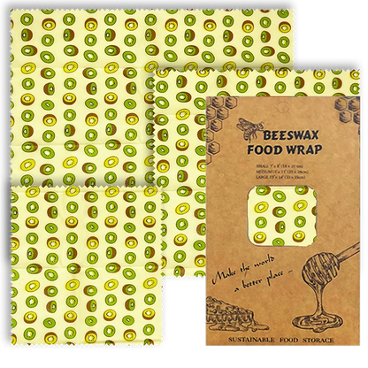 3 PCS Reusable Beeswax Food Wrap – Eco-Friendly Packaging for Cheese, Fruits, Vegetables, and More