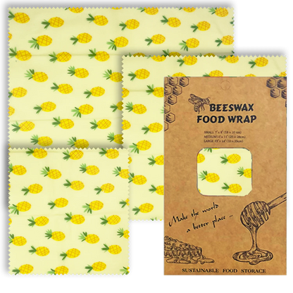 3 PCS Reusable Beeswax Food Wrap – Eco-Friendly Packaging for Cheese, Fruits, Vegetables, and More